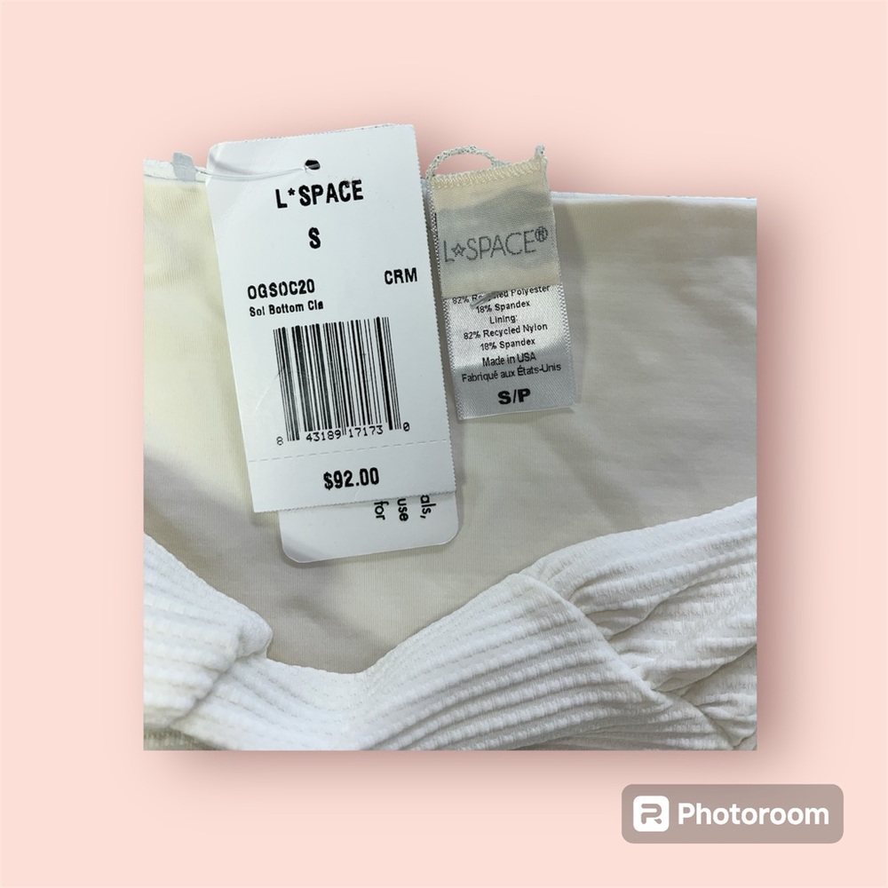NWT L*Space Eco Chic Sol Classic Bikini Bottom Size S Cream - Picture 5 of 7